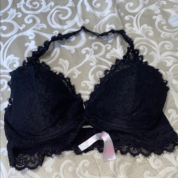 PINK victoria s secret Other - Black Lace Bralette with Scalloped Edges and Stretchy Fabric